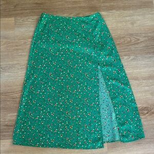 Lulu's Green Floral A-Line Skirt